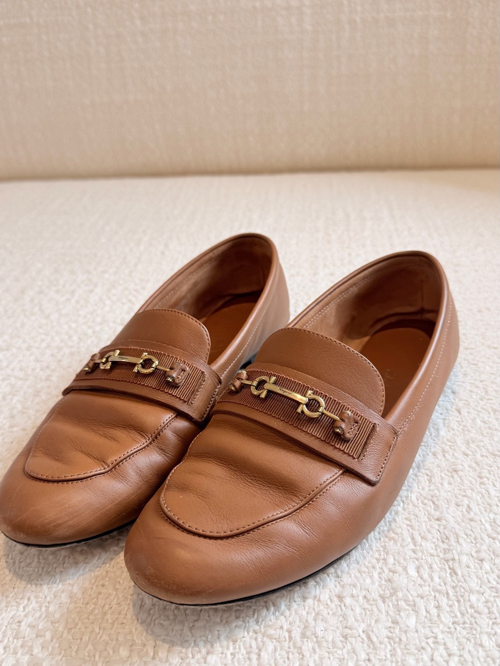 Authentic Salvatore Ferragamo Gancini Leather Loafers – Size 7 US